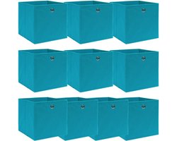 vidaXL - Opbergboxen - 10 - st - 32x32x32 - cm - stof - babyblauw