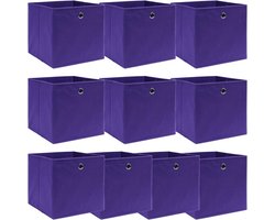 vidaXL - Opbergboxen - 10 - st - 32x32x32 - cm - stof - paars
