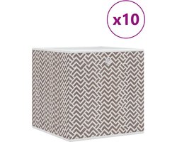 vidaXL - Opbergboxen - 10 - st - inklapbaar - 32x32x32 - cm - ongeweven - stof - bruin