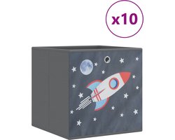 vidaXL - Opbergboxen - 10 - st - inklapbaar - 32x32x32 - cm - ongeweven - stof - grijs