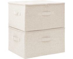 vidaXL - Opbergboxen - 2 - st - 43x34x23 - cm - stof - crèmekleurig