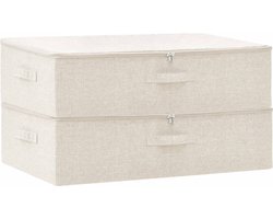 vidaXL - Opbergboxen - 2 - st - 70x40x18 - cm - stof - crèmekleurig