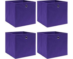 vidaXL - Opbergboxen - 4 - st - 28x28x28 - cm - nonwoven - stof - paars