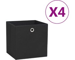 vidaXL - Opbergboxen - 4 - st - 28x28x28 - cm - nonwoven - stof - zwart
