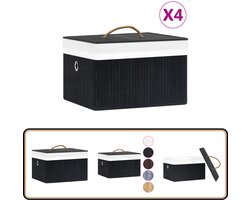 vidaXL Opbergboxen 4 st bamboe zwart Bamboestruikjes - Opbergdoos - Opberger - Kast Organizer - Organisatie Tips