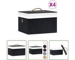 vidaXL Opbergboxen - Bamboeboxen - Opbergboxen 4 st bamboe zwart - Opberger - Decoratie - Kastruimte