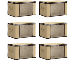 vidaXL - opbergdoos - met - doorzichtige - zijkant - 6 - pcs - Crèmekleurig