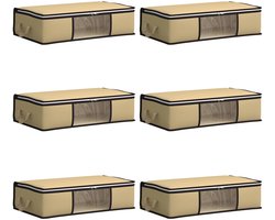 vidaXL - opbergdoos - met - doorzichtige - zijkant - 6 - pcs - Crèmekleurig