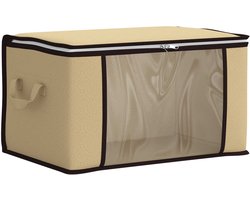 vidaXL - opbergdoos - met - doorzichtige - zijkant - Crèmekleurig - Nonwoven - stof
