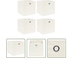 vidaXL Opbergdoos - Opslag Oplossing - Opbergboxen 4 st 32x32x32 cm stof wit - Opberger - Bergruimte - Dozen