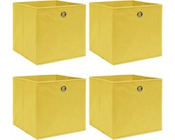 vidaXL Opbergdoos - Opslagboxen - Opbergboxen 4 st 32x32x32 cm stof geel - Opberger - Bergruimte - Organisatie