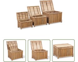 vidaXL Opbergdozen - Bamboeset - Opbergdozen bamboe 3 st - Opbergtassen - Organisator - Woonaccessoires