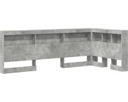 vidaXL - Opberghoofdbord - Beton - Grijs - Bewerkt - hout