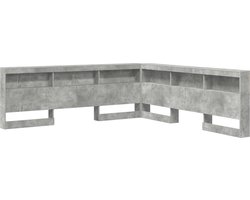 vidaXL - Opberghoofdbord - Beton - Grijs - Bewerkt - hout