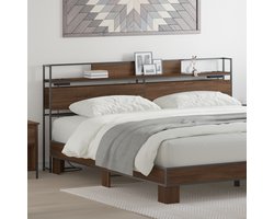 vidaXL - Opberghoofdbord - met - plank - bruin - eikenkleur - 180 - cm - Bewerkt - hout