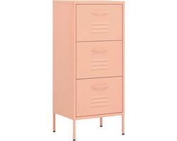 vidaXL - Opbergkast - 42,5x35x101,5 - cm - staal - roze