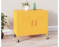 vidaXL - Opbergkast - 60x35x56 - cm - staal - mosterdgeel