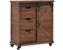 vidaXL - Opbergkast - 64x33,5x75 - cm - massief - vurenhout - bruin