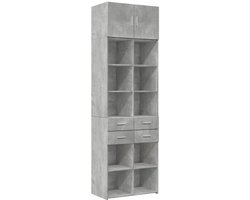 vidaXL Opbergkast - 70x42,5x225 cm - Betonlook Opslagkast - Houten Kast - Betonnen Kast - Opberger - Bergruimte