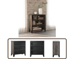 vidaXL Opbergkast - 72x36x82 cm - Grijs - Metaal en MDF Opslagkast - Bergruimte - Metalen Kast - Mdf Kast - Grijze Kast