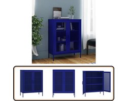 vidaXL Opbergkast - 80x35x101,5 cm - Marineblauw Staal Opslagruimte - Dressoir - Zijkast - Industrieel Meubel - Metalen Kast
