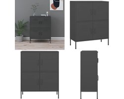 vidaXL Opbergkast 80x35x101,5 cm staal antracietkleurig - Opbergkast - Opbergkasten - Opslagkast - Opslagkasten