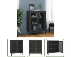 vidaXL Opbergkast 80x35x101,5 cm staal antracietkleurig - Opslagkast - Sidetable - Dressoir - Metalen Kast - Zwarte Kast