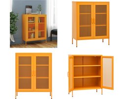 vidaXL Opbergkast 80x35x101,5 cm staal mosterdgeel - Dressoir - Dressoirs - Zijkast - Zijkasten