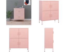 vidaXL - Opbergkast - 80x35x101,5 - cm - staal - roze