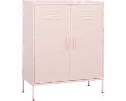 vidaXL - Opbergkast - 80x35x101,5 - cm - staal - roze
