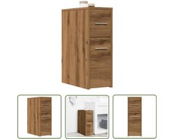 vidaXL Opbergkast - Badkamer Kast - Badkamerkast smal met wielen bewerkt hout artisanaal eikenkleur - Kleine Kast - Houten Kast - Design Kast