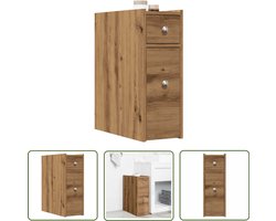 vidaXL Opbergkast - Badkamerkast - Badkamerkast smal met wielen bewerkt hout artisanaal eikenkleur - Houten Kast - Slimme Opslag - Badkamer Accessoires