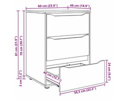 vidaXL - Opbergkast - Beton - Grijs - 60 - x - 48 - x - 81 - cm - Bewerkt - hout