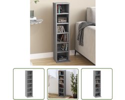 vidaXL Opbergkast - Cd Kast - Cd-kast 21x20x88 cm bewerkt hout grijs sonoma eikenkleurig - Houten Kast - Grijze Kast - Sonome Eiken