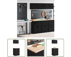 vidaXL Opbergkast - Garagekast - Garagekasten 2 st spaanplaat zwart - Gereedschapsschuif - DIY Tools - Klusmateriaal