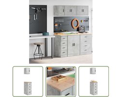 vidaXL Opbergkast - Garagekasten - Garagekasten 2 st bewerkt hout betongrijs - Gereedschap - DIY - Workshop