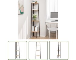 vidaXL Opbergkast - Hoekkast - Hoekkastje met 4 schappen 45,5x31,5x150 cm lichtbruin en zwart - Bibliotheek - Binnenhuisdecoratie - Livingroom Furniture