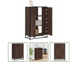 vidaXL Opbergkast - Hoge Kast - Hoge kast 68x35x106,5cm bewerkt hout en metaal bruin eikenkleur - Houten Kast - Metalen Kast - Bruine Eiken Kleur