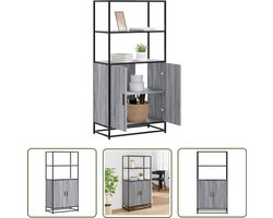 vidaXL Opbergkast - Hoge Kast - Hoge kast 68x35x139cm bewerkt hout en metaal grijs sonoma eiken - Houten Kast - Metalen Kast - Grijze Kast