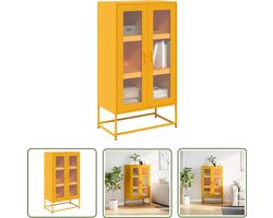 vidaXL Opbergkast - Hoge Kast - Hoge kast 68x39x123 cm staal mosterdgeel - Kasten - Mustardkleurig - Metalen Kast