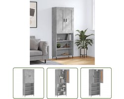 vidaXL Opbergkast - Hoge Kast - Hoge kast 69,5x34x180 cm bewerkt hout betongrijs - Houten Kast - Grijze Kast - Betonnen Kast