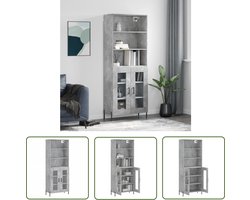vidaXL Opbergkast - Hoge Kast - Hoge kast 69,5x34x180 cm bewerkt hout betongrijs - Houten Kast - Grijze Kast - Industrieel Design