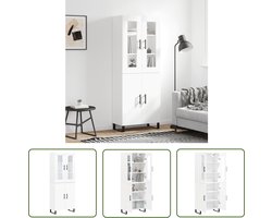 vidaXL Opbergkast - Hoge Kast - Hoge kast 69,5x34x180 cm bewerkt hout wit - Houten Kast - Wit Kast - Woonkamer Kast