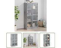vidaXL Opbergkast - Hoge Kast - Hoge kast met deuren 68x37x142 cm bewerkt hout betongrijs - Houten Kast - Grijze Kast - Betonnen Kast