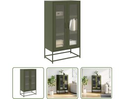 vidaXL Opbergkast - Hoges Kast - Hoge kast 68x39x123 cm staal olijfgroen - Kasten - Metalen Kast - Olijfkleurige Kast