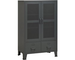 vidaXL - Opbergkast - industrieel - 70x40x115 - cm - metaal - antracietkleurig