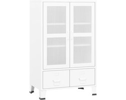vidaXL - Opbergkast - industrieel - 70x40x115 - cm - metaal - wit