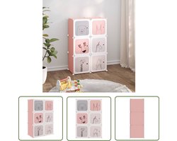 vidaXL Opbergkast - Kinderopbergkast - Kinderopbergmeubel met 6 vakken polypropeen roze - Kids Storage - Rozerood Meubilair - Plastic Opbergbox