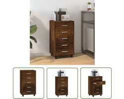 vidaXL Opbergkast - Ladeblokje - Ladekast met wieltjes bewerkt hout gerookt eikenkleurig - Buro Accessoires - Houten Meubels - Bruine Meubels