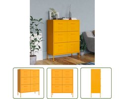 vidaXL Opbergkast - Ladekast - Ladekast 80x35x101,5 cm staal mosterdgeel - Staalkast - Mustard Yellow Furniture - Geel Meubel